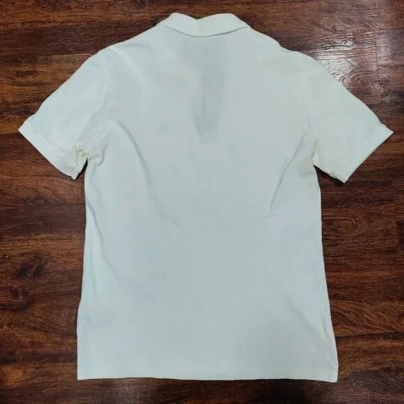 Burberry Brit White Embroidered Logo Plaid Details Placket Polo Shirt Men's M - Picture 3 of 16